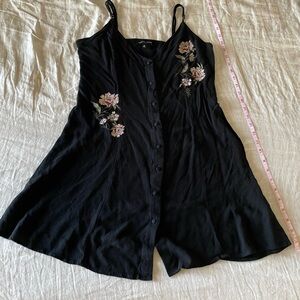 Black Floral button slip dress